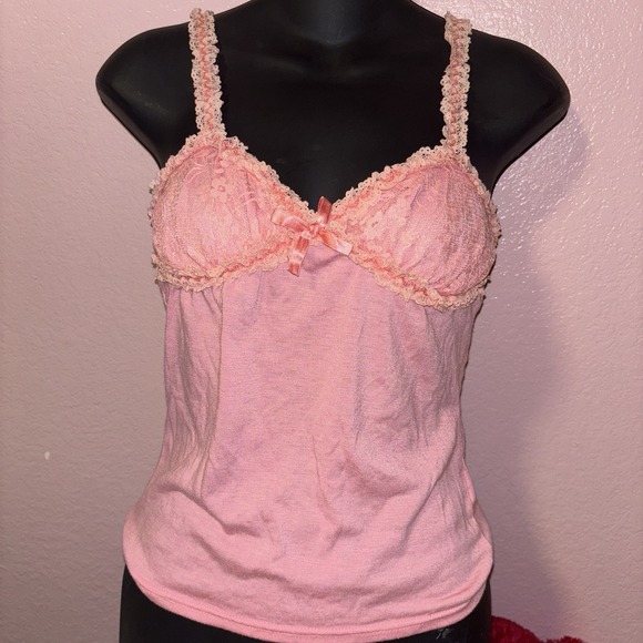 Liz Lisa Lace Ribbon Cami top Pink Gyaru Dollette Whimsical Top Size Small - Picture 1 of 6